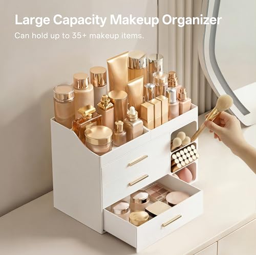 HBlife Makeup Organizer with Brush Holder & 3 Drawers