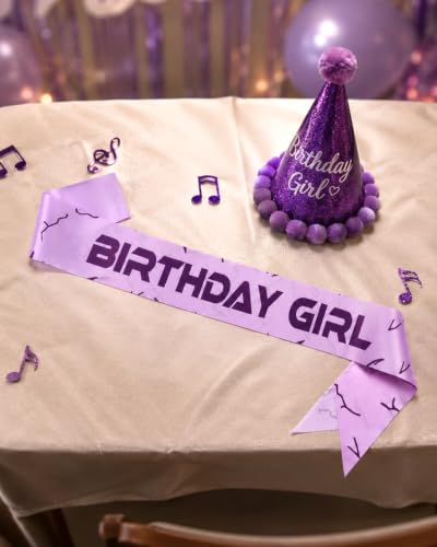 Purple Birthday Girl Sash with Lightning Energy Pattern