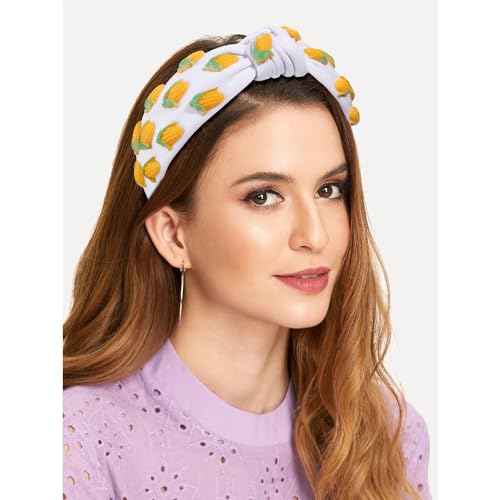 Fruit Headbands for Women Girls Corn Knotted Headband Summer Beach Headwear Hair Accessories (Corn-White)