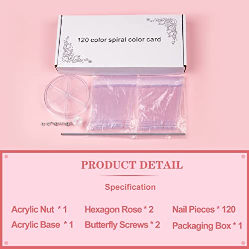 Subay Professional Finger Toe Nail Care Electric Nail Drill Machine with 120Pcs Clear Nail Color Swatches Display for Gel Polish Spiral Nail Sample Practice Sticks