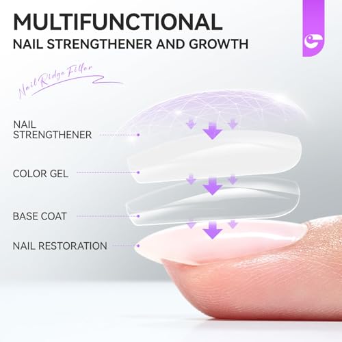 Nail Ridge Filler & Strengthener for Damaged Thin Nails - 8-in-1 Nail Treatment
