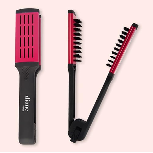 Diane Ceramic Straightening Brush with Nylon Bristles for Smoothing and Styling Thick Coarse Hair, Double-Sided Hair Straightener Brush, 2-in-1 Smoothing Hair Brush, Gently Removes Tangles