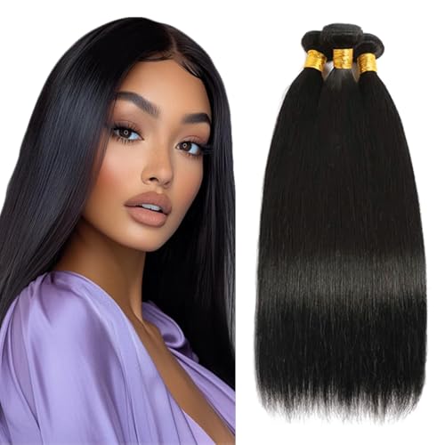 Brazilian Straight Hair Bundles 20 22 24 Inch #1B