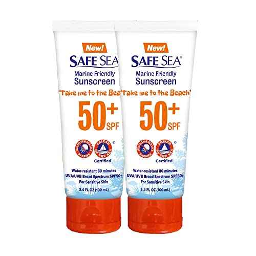 SAFE SEA Anti-Jellyfish Sting Protective Lotion - Sunscreen - Sunblock - Sea Lice - Jelly Fish - 50SPF Adults (Tube 3.4 oz 2 pack)