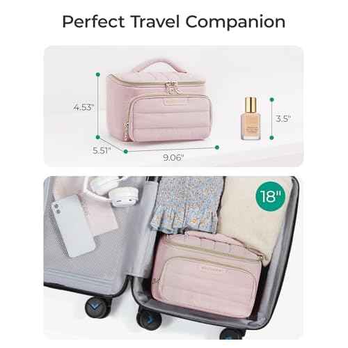 BAGSMART Travel Makeup Bag with Jewelry Organizer, Portable Make Up Bag, Puffy Wide-Opening Cosmetic Storage Pouch for Women¡¯s Toiletries and Travel Essentials (Black)