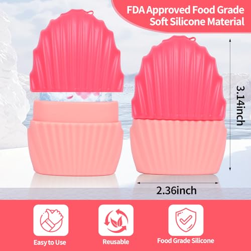 Pink Mermaid Shell Ice Cube Roller for Face, Eyes & Neck - Reusable Silicone Skin Care Tool