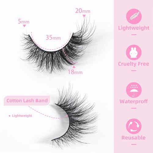 Cat Eye False Eyelashes - Fluffy Mink Look Wispy Lashes