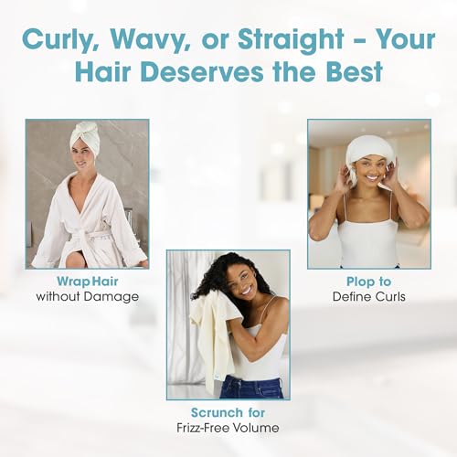 21" x 44" Natural Cotton Hair Towel - Anti-Frizz, Made in USA, Hair RePear