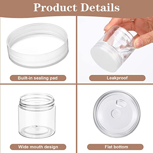 eBoot 150 Piece 2 Oz Plastic Container Jars with Lids Round Clear Cosmetic Empty Clear Plastic Jars for Lotion, Cream, Makeup, Eye Shadow, Rhinestone, Samples, Pot, Travel Storage(2 Oz)