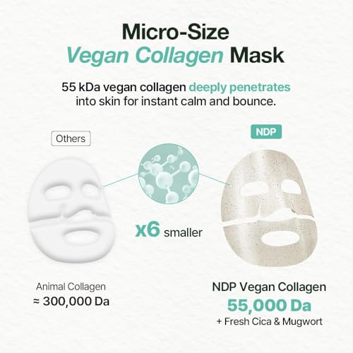 NDP Collagen Cica Cooling Hydro Mask ? World¡¯s First Freeze-Ready Hydrogel Face Mask with 55,000Da Vegan Collagen, Real Mugwort & Centella ? Korean Mask for Sensitive Skin (36g x 1ea)