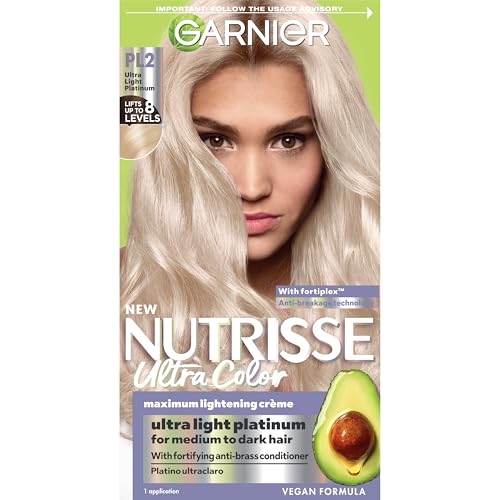 Garnier Hair Color Nutrisse Ultra Color Nourishing Creme, PL2 Ultra Light Platinum (Mascarpone Cr?me) Permanent Hair Dye, 1 Count (Packaging May Vary)