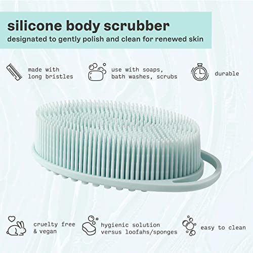 Freeman Premium Silicone Body Scrubber, Exfoliating & Massaging, Double Sided Silicone Scrubber, Durable & More Hygienic Than Loofah, for Men & Women, Cruelty-Free Shower & Bath Accessory, 1 Count