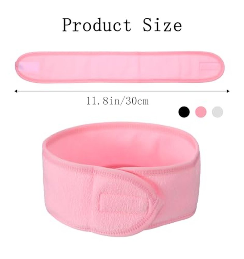 3-Pack Adjustable Spa Facial Headbands for Women - Terry Cloth