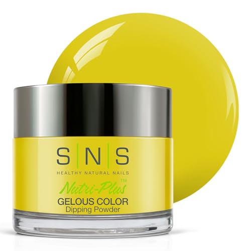 SNS Nail Dip Powder, Gelous Color Dipping Powder - Turks & Caicos (Yellow/Pastel, Glitter) - Long-Lasting Dip Nail Color Lasts 14 Days - Low-Odor & No UV Lamp Required - 1oz