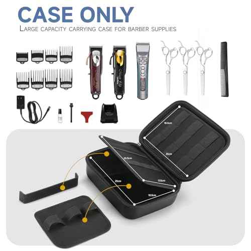 MOSLA Hard Barber Accessories Case for Hair Clippers, Mens Hair Cutting Barber Supplies Holder, Trimmer Organizer Storage Bag for Hair Cutting, Guard Grooming Kit (PU Black)