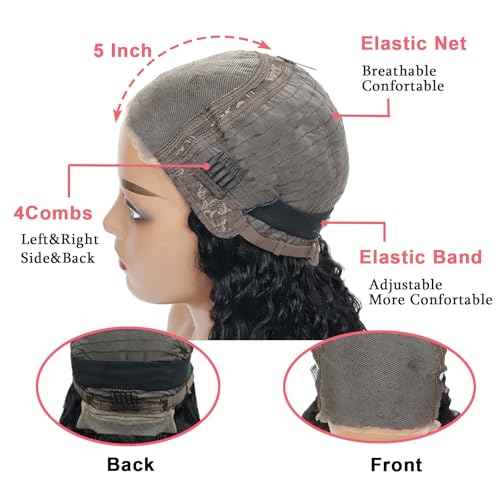 20 Inch Glueless Wigs Human Hair Pre Plucked Pre Cut 5x5 HD Lace Closure Wigs Human Hair Deep Wave Human Hair Wigs For Black Women 180% Density Brazilian Virgin Deep Wave Lace Front Wig