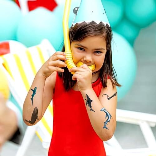 ANTING Shark Tattoos Stickers,16 Sheets 108 Pieces Shark Themed Tattoos Stickers Party Decoration Supplies Party favors for Kids Adults