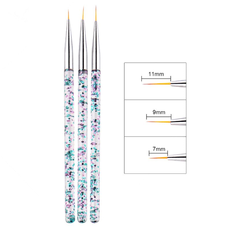 LWBTOSEE Nail Ombre Brush Nail Art Painting Pen Brush UV Gel Polish Gradient Color Rhinestone Crystal Pen UV Gel Brushes Painting Tools (Silver)