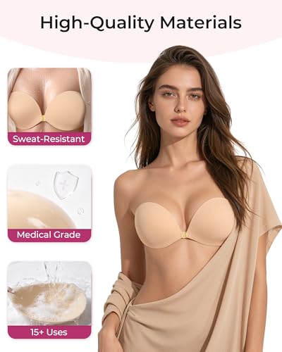 Falorda Sticky Adhesive Strapless Invisible Bra Reusable