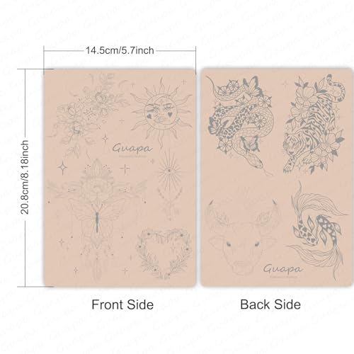 2pcs Silicone Pre Printed Tattoo Practice Skin with 9 Exquisite Tattoo Designs (Pink Skin)