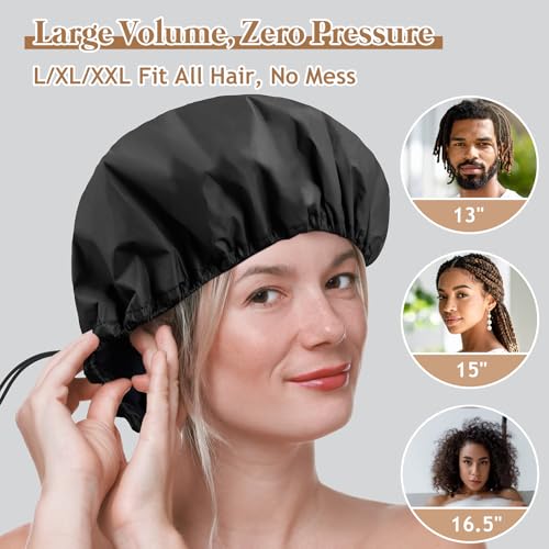 Sheomern Adjustable Waterproof Shower Cap with Terry Cloth Lining