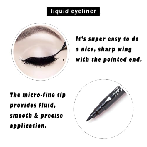 4Pc Dual-Ended Stamp Eyeliner Set | Waterproof Liquid Liner & Face Stamps