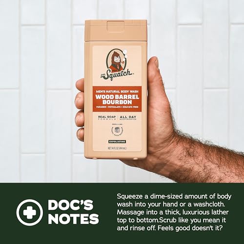 Dr. Squatch Natural Men's Body Wash Shower Gel - Cleansing, Nourishing, Long Lasting Scent, Moisturizing Body Wash for Men - Fresh Falls + Coconut Castaway (14 oz, 2-Pack)