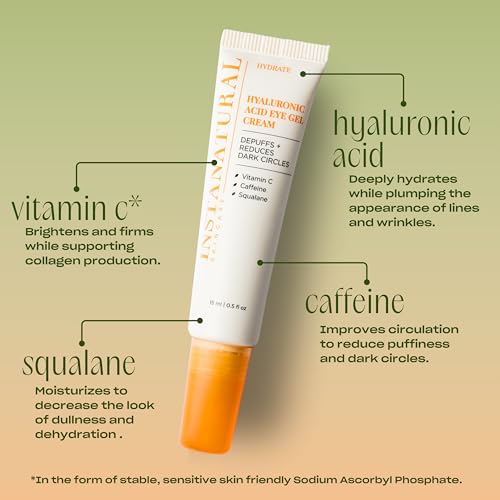 InstaNatural Hyaluronic Acid Eye Gel Cream, 0.5 Oz