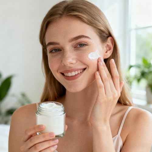 4 oz Small Glass Jars with Lids, Bumobum Clear Cosmetic Jars with Plastic Woodgrain Lids, 120ml Refillable Empty Containers for Cream, Salve, Powders and Lotion Storage, 4 Pack