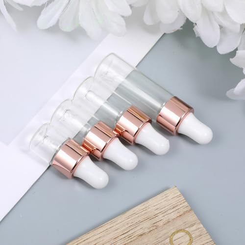 8 Pack Glass Dropper Bottles with Rose Gold Caps – 2ml to 5ml