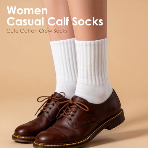 Crew Socks 6-Pair Cute Cotton Casual Calf Socks Size 5-10