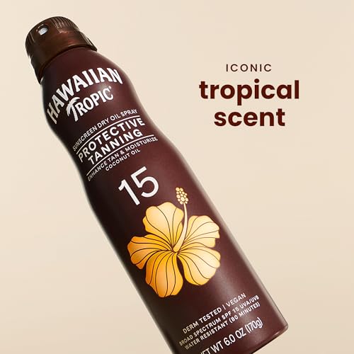 Hawaiian Tropic Dry Tanning Oil SPF 15 Spray, 6 oz