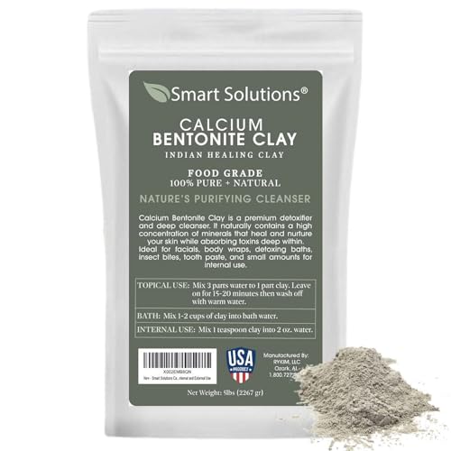 SMART SOLUTIONS Calcium Bentonite Clay, 5 lb Pure Indian Healing Clay - All Natural for External Use | DIY Facial Treatments, Deodorants, Hair Masks