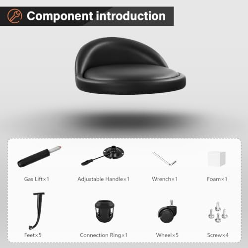 KKTONER Rolling Stool with Backrest - Height Adjustable Drafting Chair