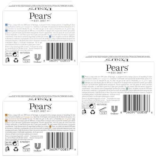 Pears Soap, Pure & Gentle Glycerin Soap Variety 3-Pack ? Blue with Mint, Green with Lemon Flower Extract, and Amber with Natural Oils, 4.4 Oz Each