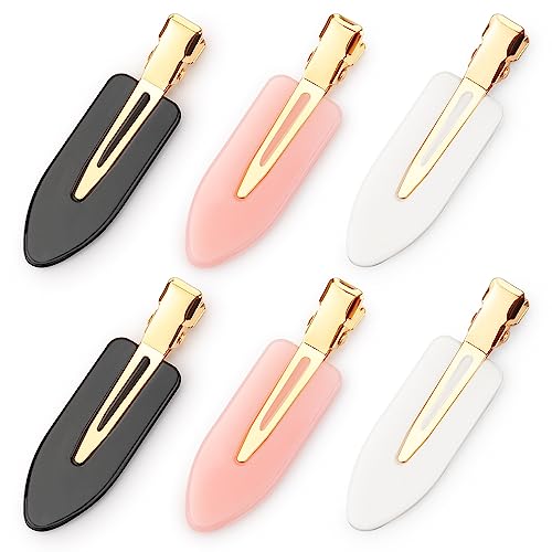 Creaseless Hair Clips Set - Black Pink White Non-Bend Hair Accessories for All Hair Types - 6 Pieces