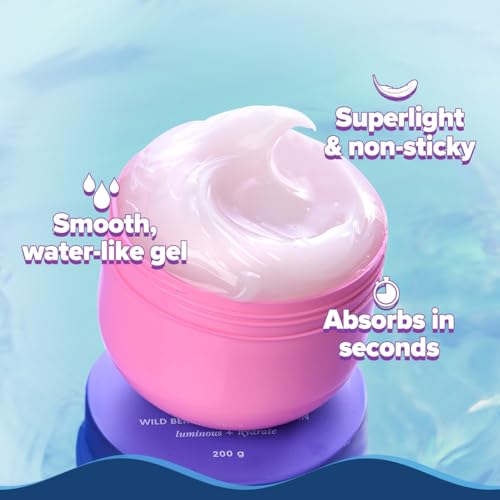 Aqualogica Illuminate + Hydra Gel Face Moisturizer | 24 Hour Deep Hydration for Oily to Combination Skin | with Wild Berries & Alpha Arbutin | Water-Like Gel Texture | 7.05 Oz/200g