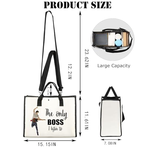 JNIAP Singer Fans Cosmetic Makeup Bag Rock Music Lover Gifts The Only Boss I Listen To Music Zipper Pouch Bag Singer Merchandise (only boss tote)