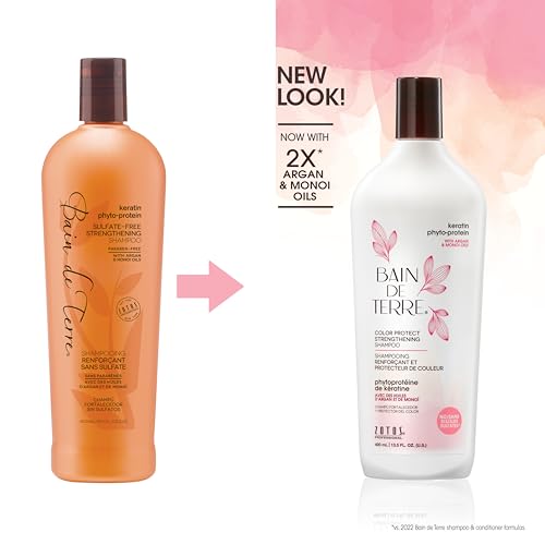 Bain de Terre Keratin Phyto-Protein Color Protect Strengthening Conditioner, Color-Safe Strengthening for Weak & Damaged Hair, Sulfate-Free, Paraben-Free