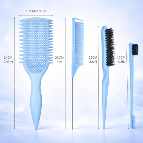 Detangler Brush for Curly Hair | 4-in-1 Styling Set