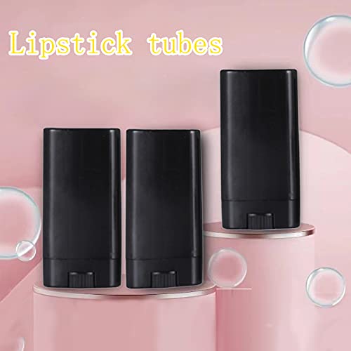 Ewanda store 10Pcs 15ML Plastic Empty Oval Deodorant Containers Lip Gloss Lipstick Balm Tubes Large Capacity Flat Tube Container Holders with Caps,Black