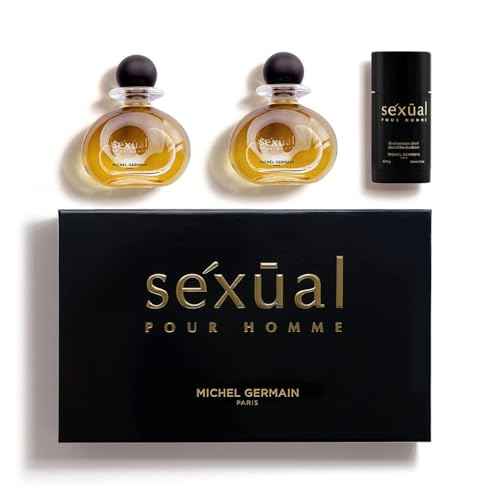 Michel Germain Sexual Pour Homme 3-Piece Cologne Gift Set, Top Notes of Indian Basil, Italian Bergamot, Italian Clementine, French Melon, Seductive Natural Oils