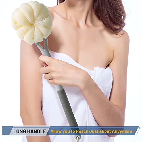 Shower Body Brush with Loofah - 14" Back Scrubber for Exfoliating