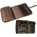 RUSTIC TOWN Leather Hanging Toiletry Bag for Men - Travel Shaving Dopp Kit - Bathroom Shower Toiletries Organizer - Leather Cosmetic Makeup Bag for Women