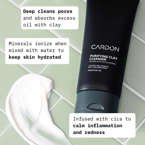 Cardon Men's Deep Pore Cleaning Clay Face Wash, 4x Better Than Charcoal, Oily, Acne-Prone Skin | Korean Premium Skin Care | Remove Face Oil & Dirt, (3 CT)