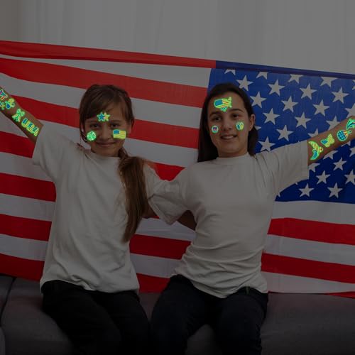 106 Glow in the Dark 4th of July Tattoos, Patriotic Temporary Tattoo Stickers