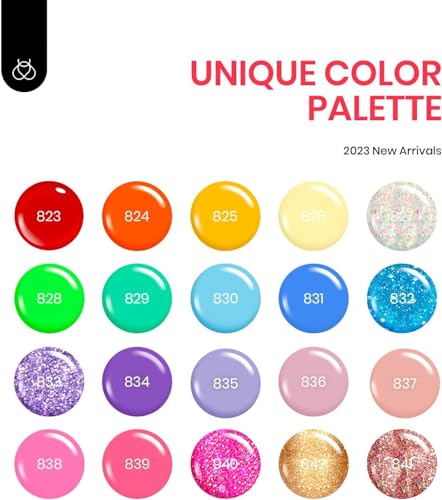 Beetles Gel Polish Set 20 Colors Halloween Nail Polish Glitter Bright Rainbow Collection Sparkle Pink Red Green Blue Gel Base Glossy & Matte Top Coat UV Gel Nails