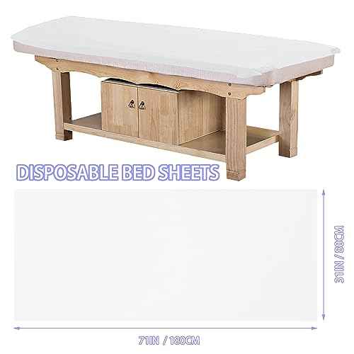 200 Pieces White Disposable Bed Sheets Non-woven Fabric SPA Table Sheet Bed Cover for Massage Beauty Tattoos,31'' x 71''
