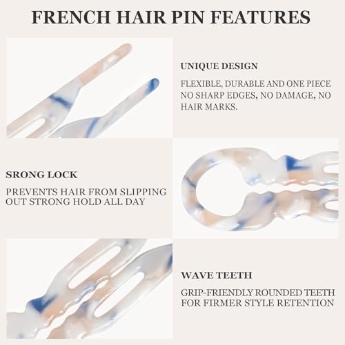 Sunolga French Hair Pins Set, 10 PCS Curved Hairpins for Women