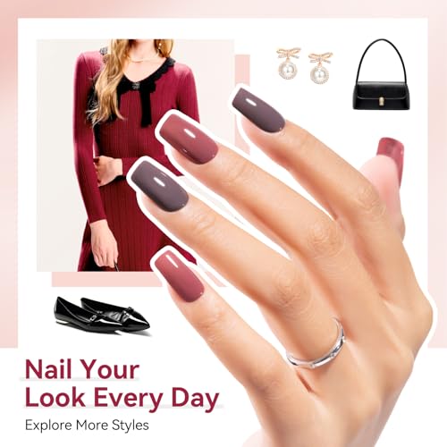 Nude Grays Nail Polish Set - Fast Air Dry, 6 Colors, No Lamp Needed